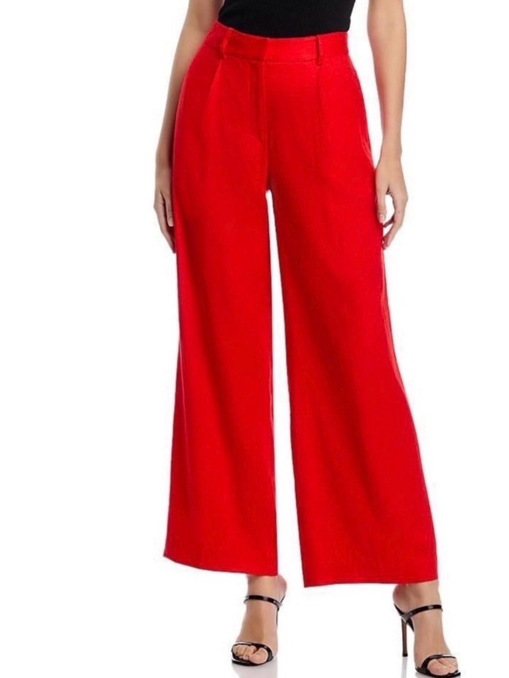 Elie Tahari Red High-Rise Wide-Leg Trousers
